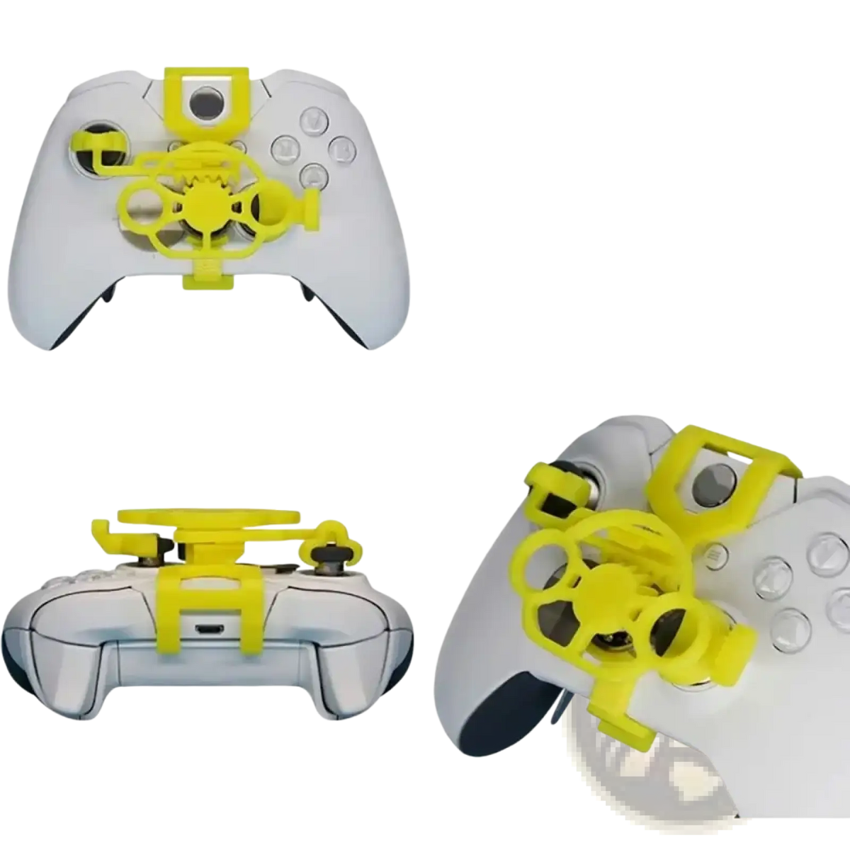 Bright yellow plastic xbox mini racing steering wheel attachment for xbox controllers grip enhancement