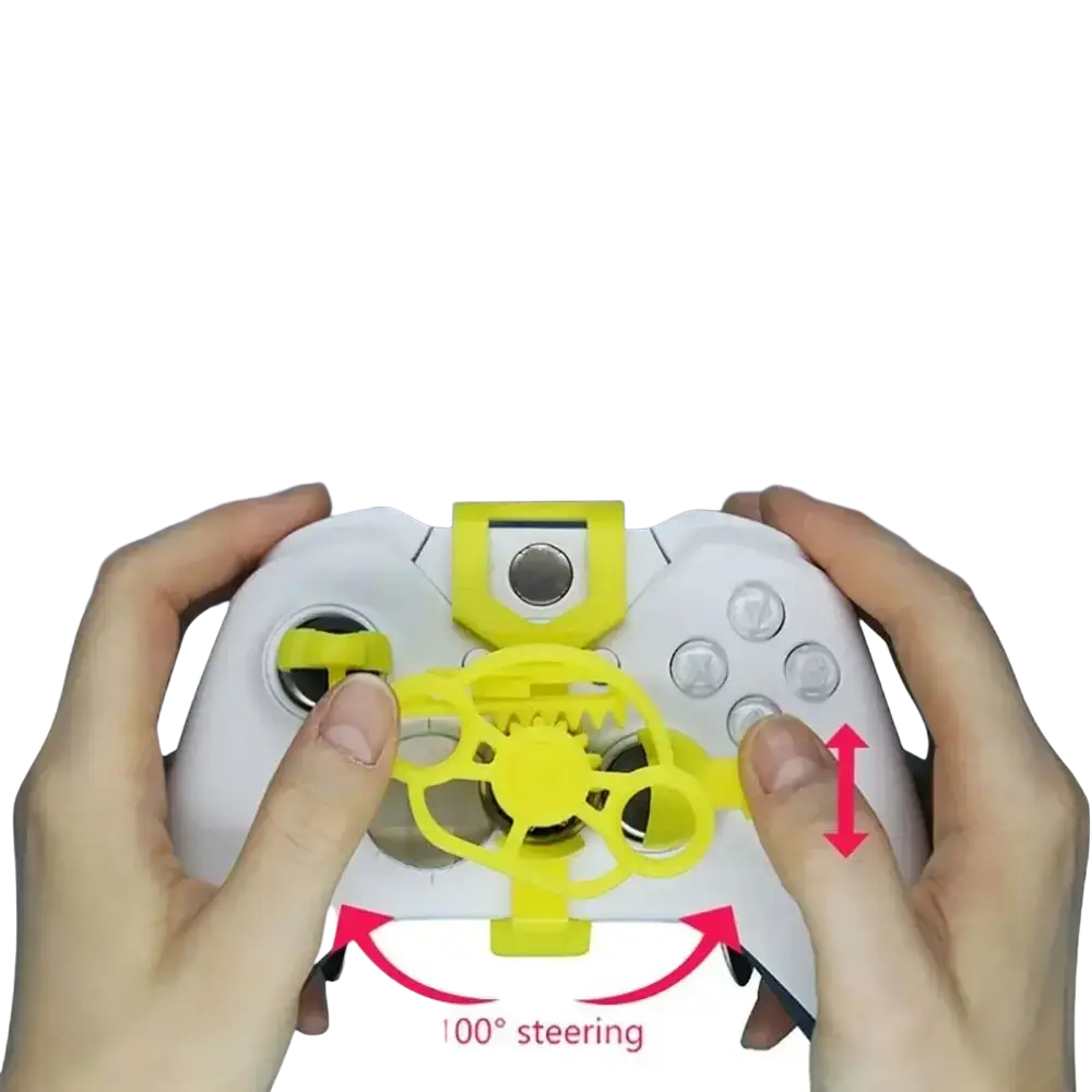 Yellow 360-degree plastic steering wheel attachment for white xbox controller for xbox mini racing steering wheel attachment