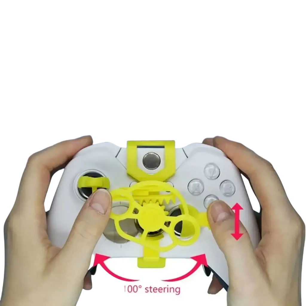 Yellow 360-degree plastic steering wheel attachment for white xbox controller for xbox mini racing steering wheel attachment