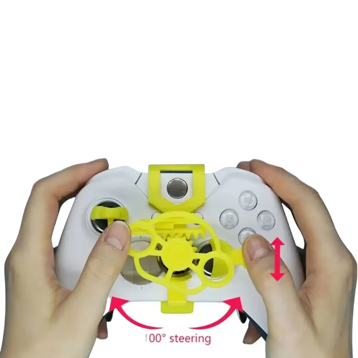 Yellow 360-degree plastic steering wheel attachment for white xbox controller for xbox mini racing steering wheel attachment