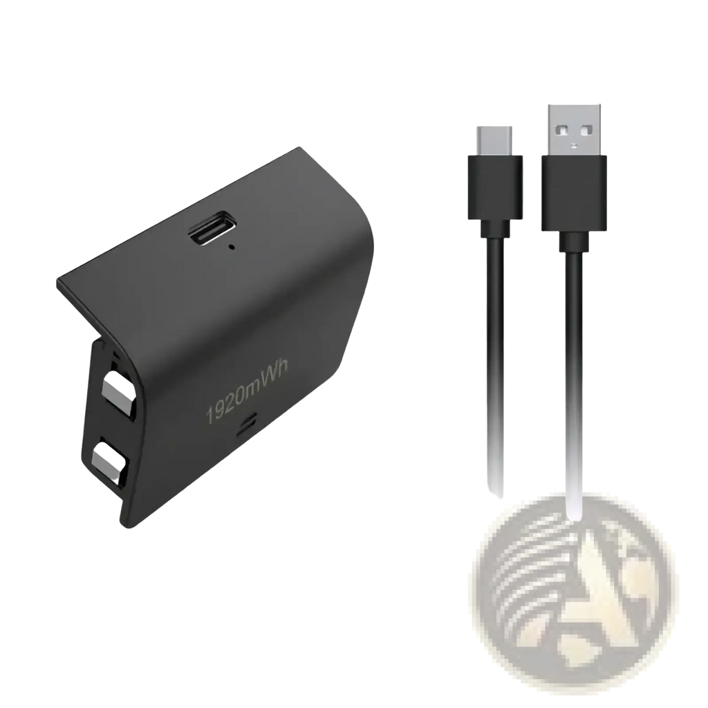 Black xbox series s rechargeable battery pack wireless charging base with 1920mah capacity and usb-c to usb-a cable