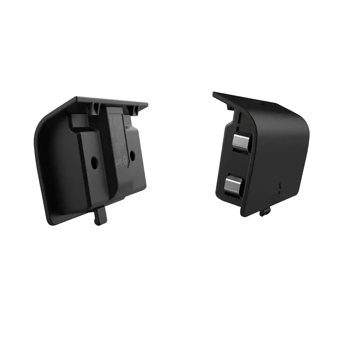 Black plastic xbox series s rechargeable battery pack showing underside with two silver battery slots and 1920mah capacity