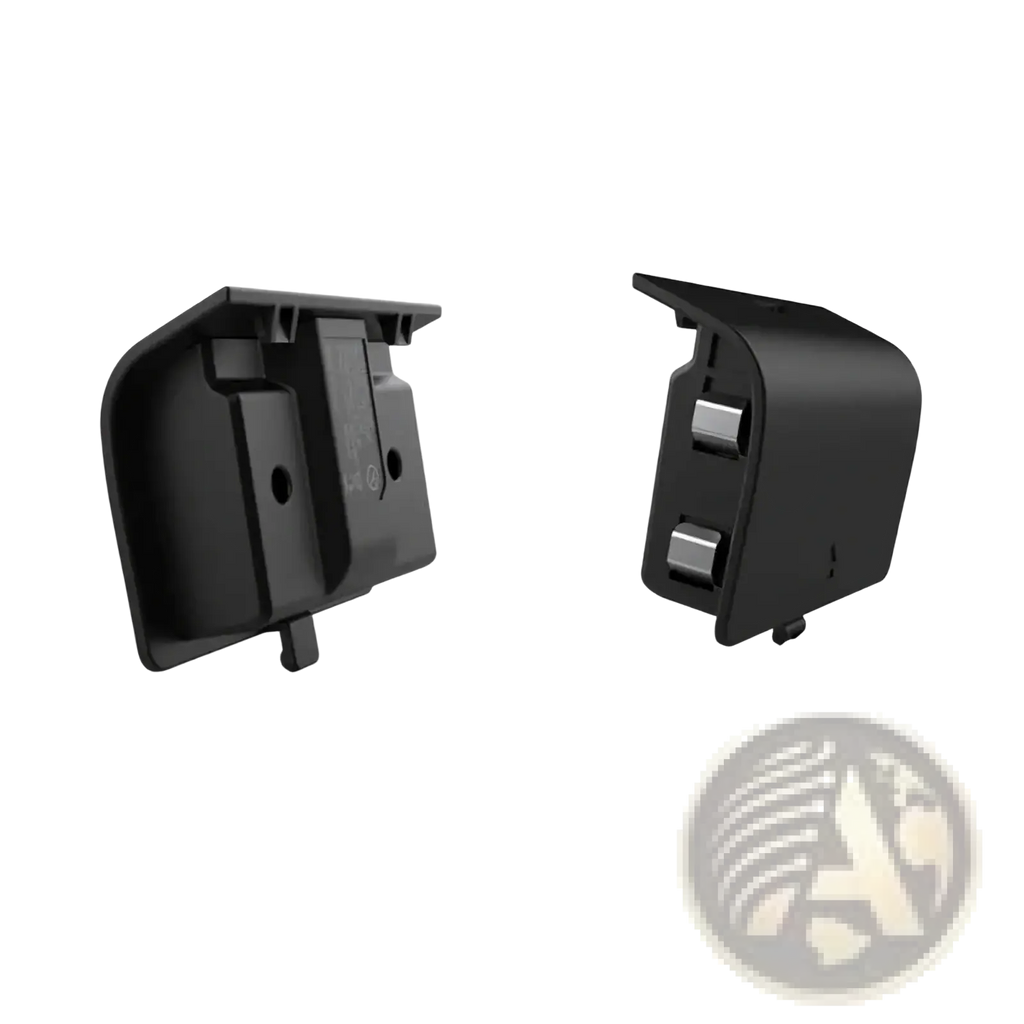 Black plastic xbox series s rechargeable battery pack showing underside with two silver battery slots and 1920mah capacity