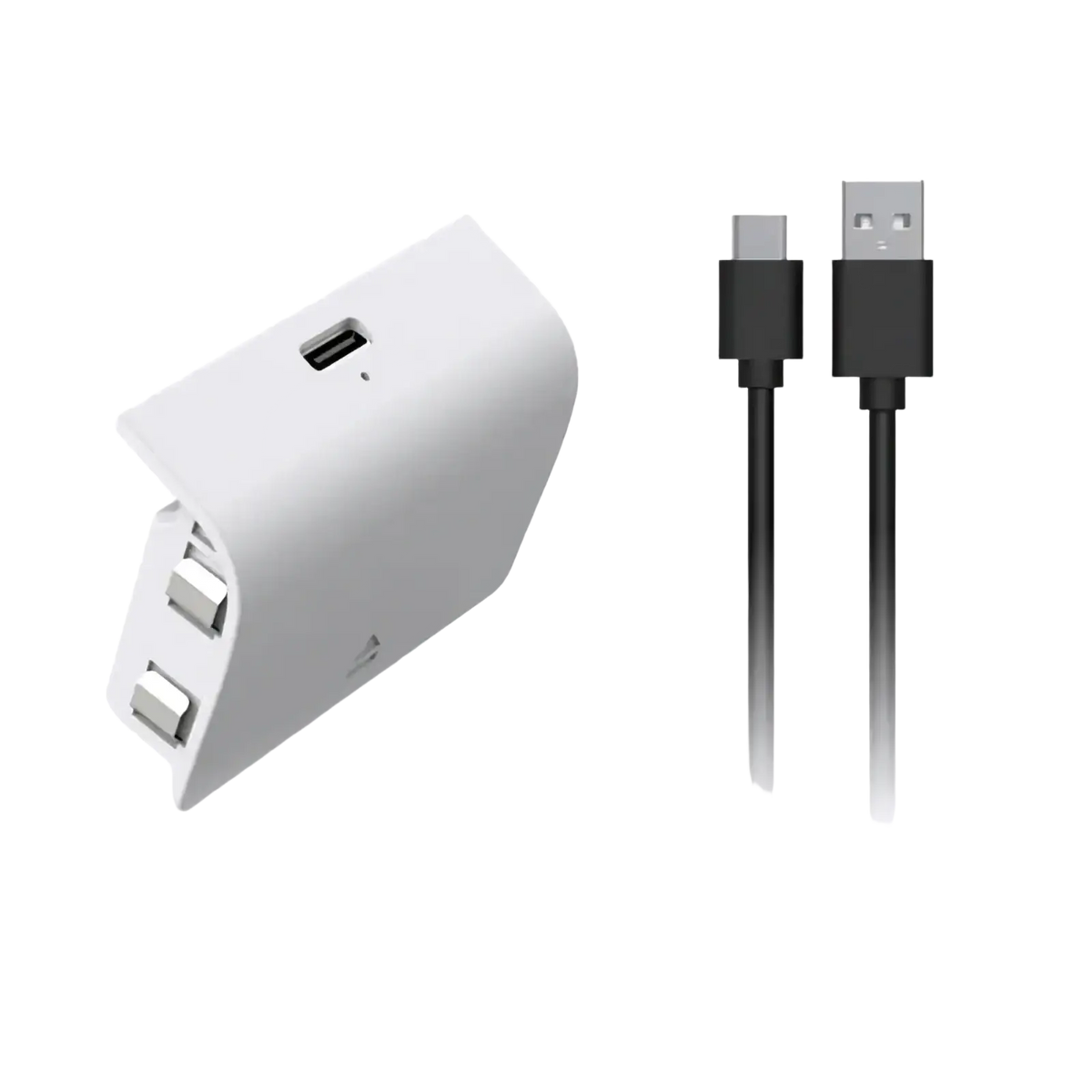 White wall-mounted usb charger with three ports and black usb-c to usb-a cable for Xbox Series s rechargeable battery pack