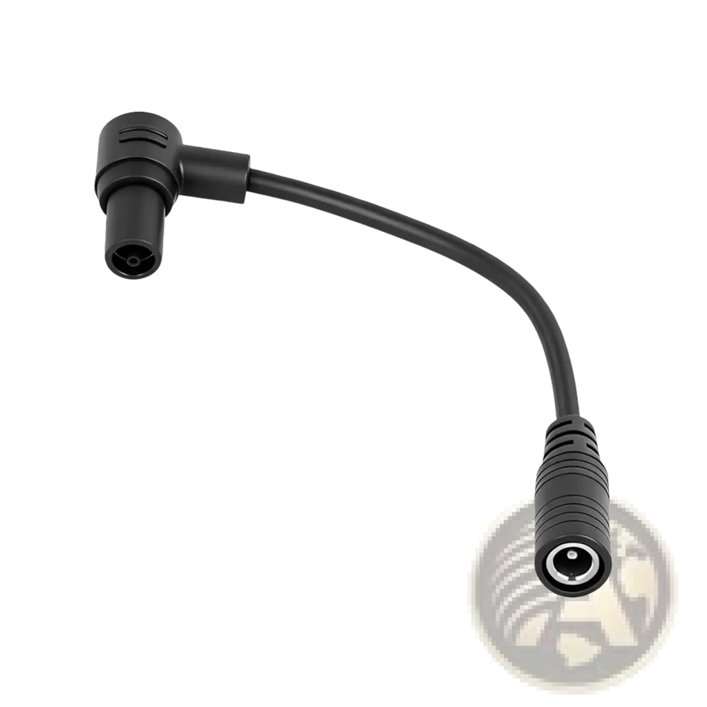 Black plastic Xiaomi 4 Ultra charging port adapter cable with 90-degree angled design and two distinct connectors