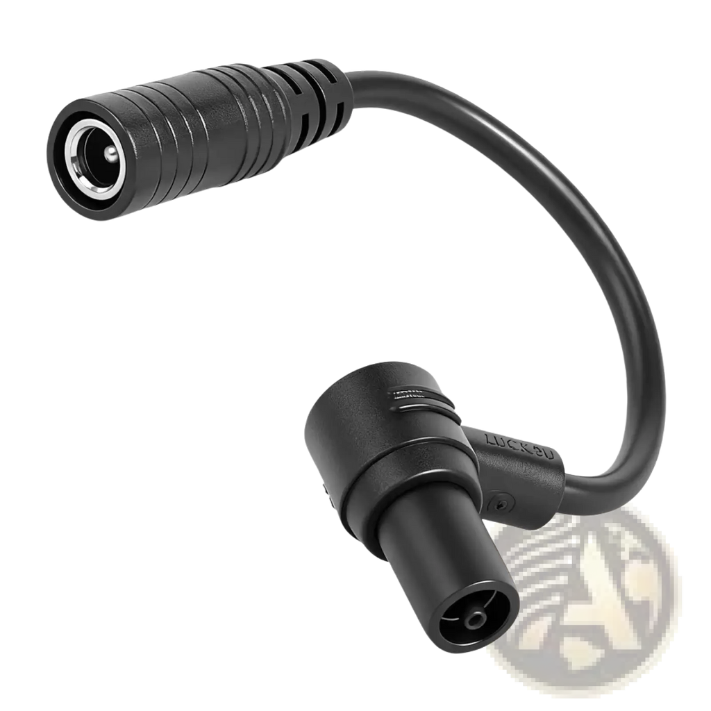 Black plastic Xiaomi 4 Ultra charging port adapter cable with curved design and two distinct connectors