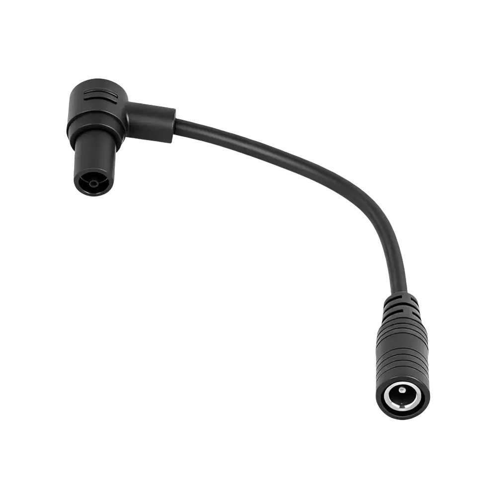 Black plastic Xiaomi 4 Ultra charging port adapter cable with 90-degree angled design and two distinct connectors