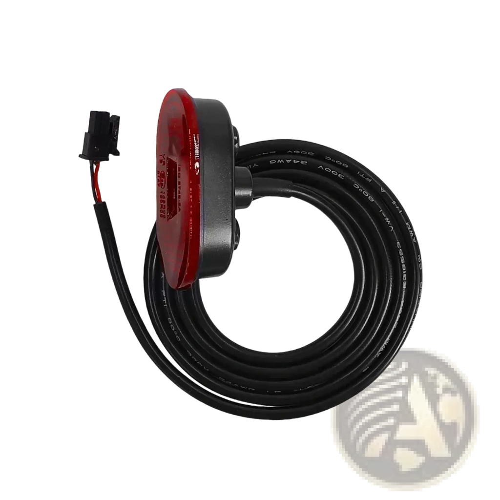 Xiaomi 4 ultra mudguard fender bracket red circular led light with black housing and coiled black wiring visible