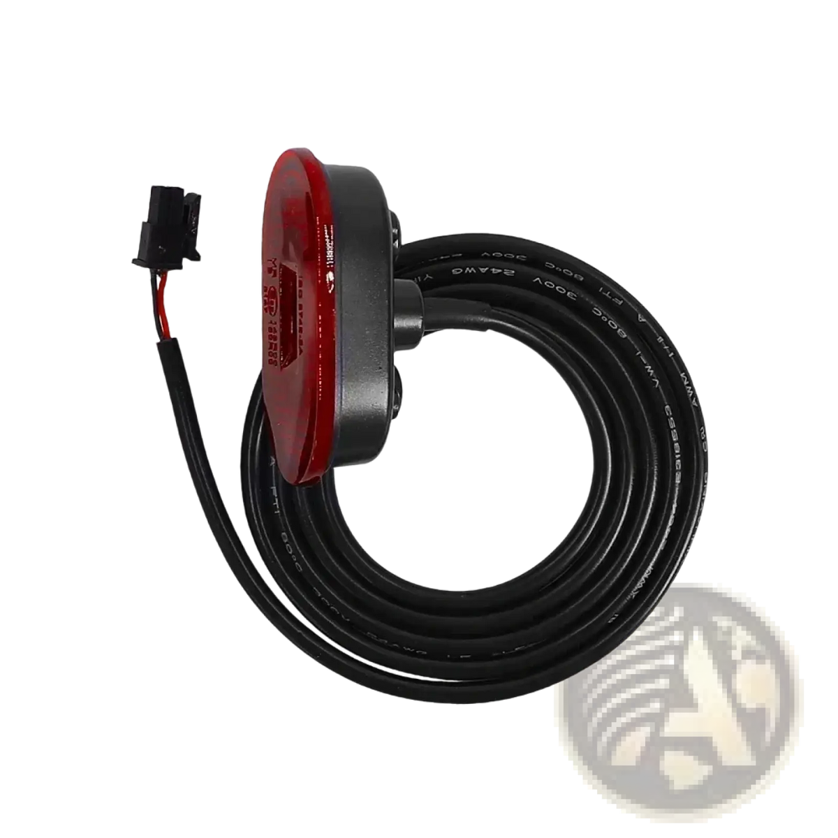 Xiaomi 4 ultra mudguard fender bracket red circular led light with black housing and coiled black wiring visible