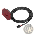 Red oval-shaped led tail light with black housing and coiled wiring for Xiaomi 4 ultra mudguard fender bracket parts