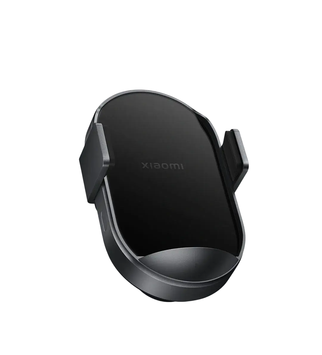 Black Xiaomi 50w car wireless charger with dual interface heat dissipation and sleek matte finish in oval design