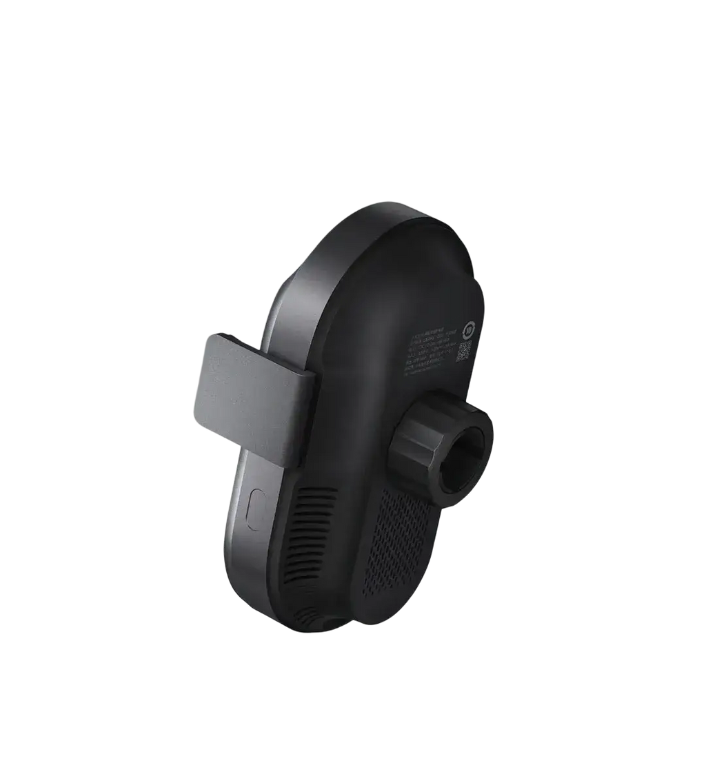 Black plastic Xiaomi 50w car wireless charger with dual interface mounting bracket and ventilation slots for car wireless use