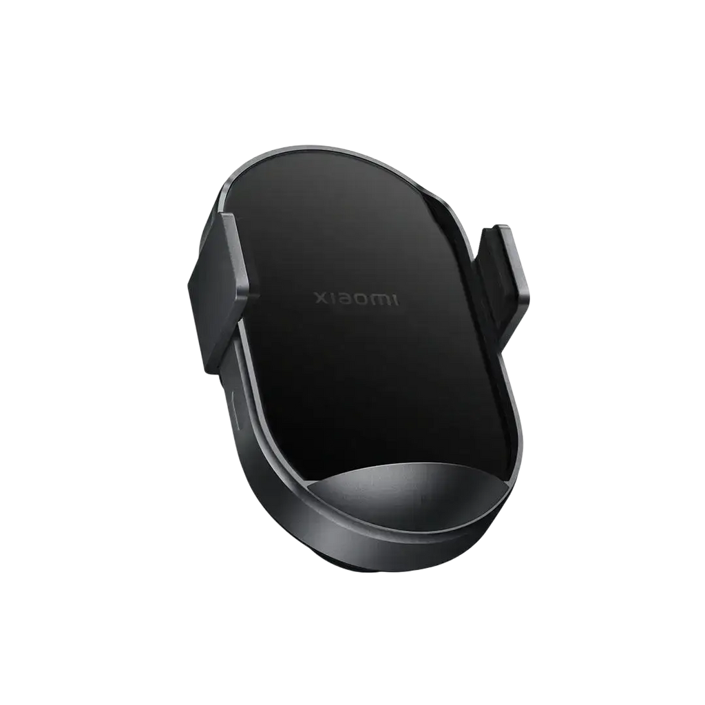 Black xiaomi 50w car wireless charger with sleek minimalist design and smooth matte finish for fast mounting use