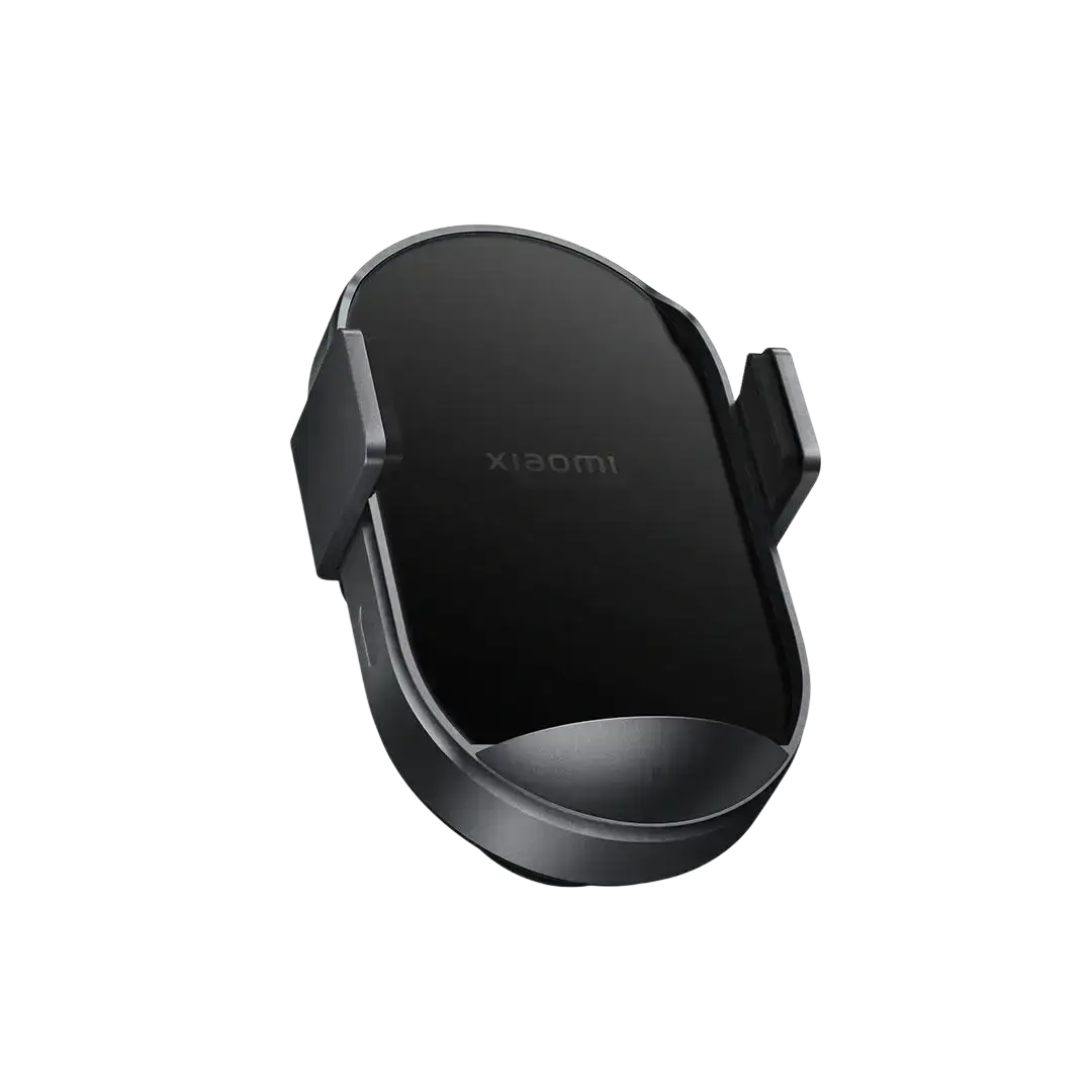 Black xiaomi 50w car wireless charger with sleek minimalist design and smooth matte finish for fast mounting use