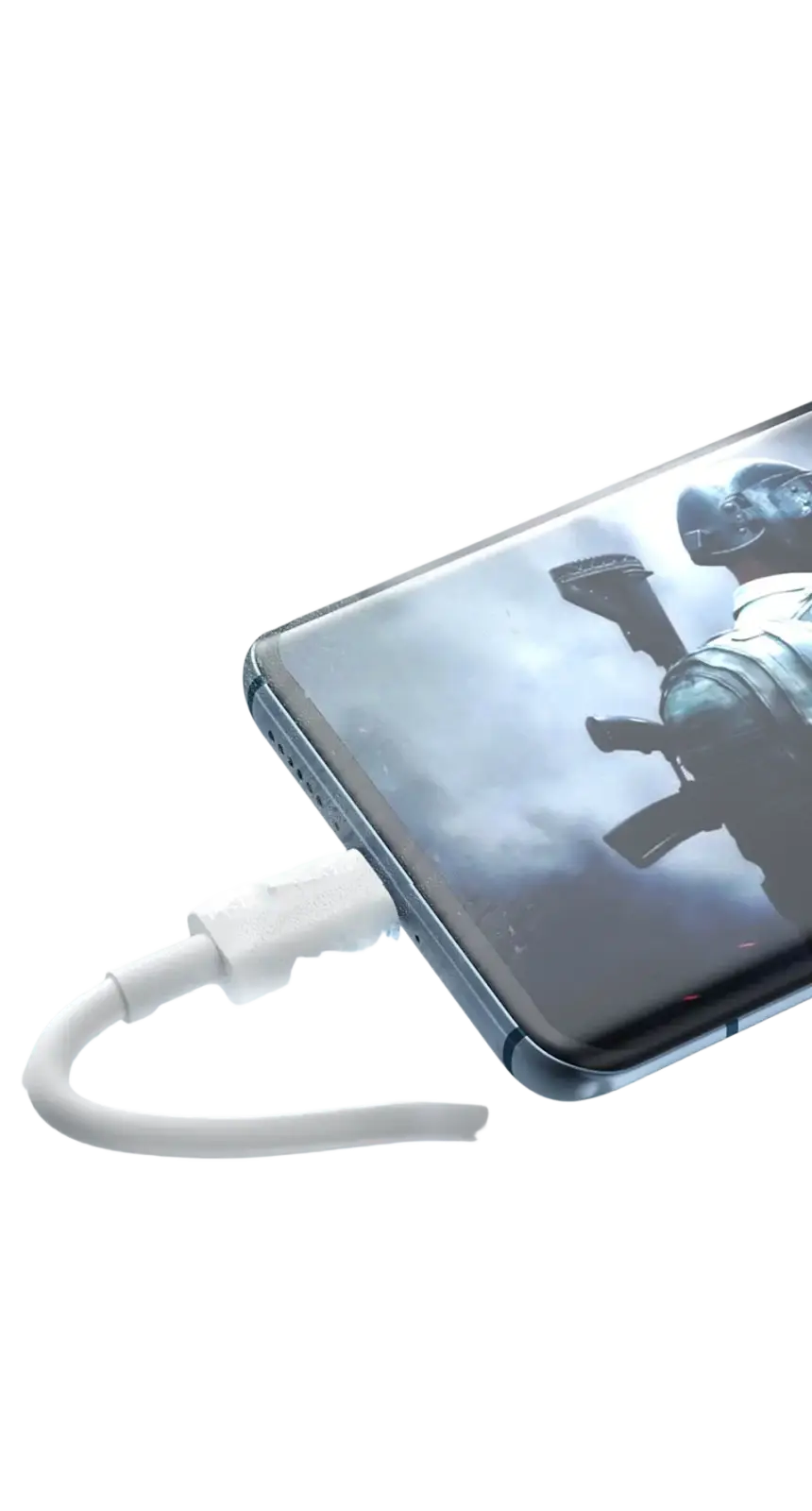 White Xiaomi 67w fast charging USB-C cable with safety resistor technology for heat-free rapid charging