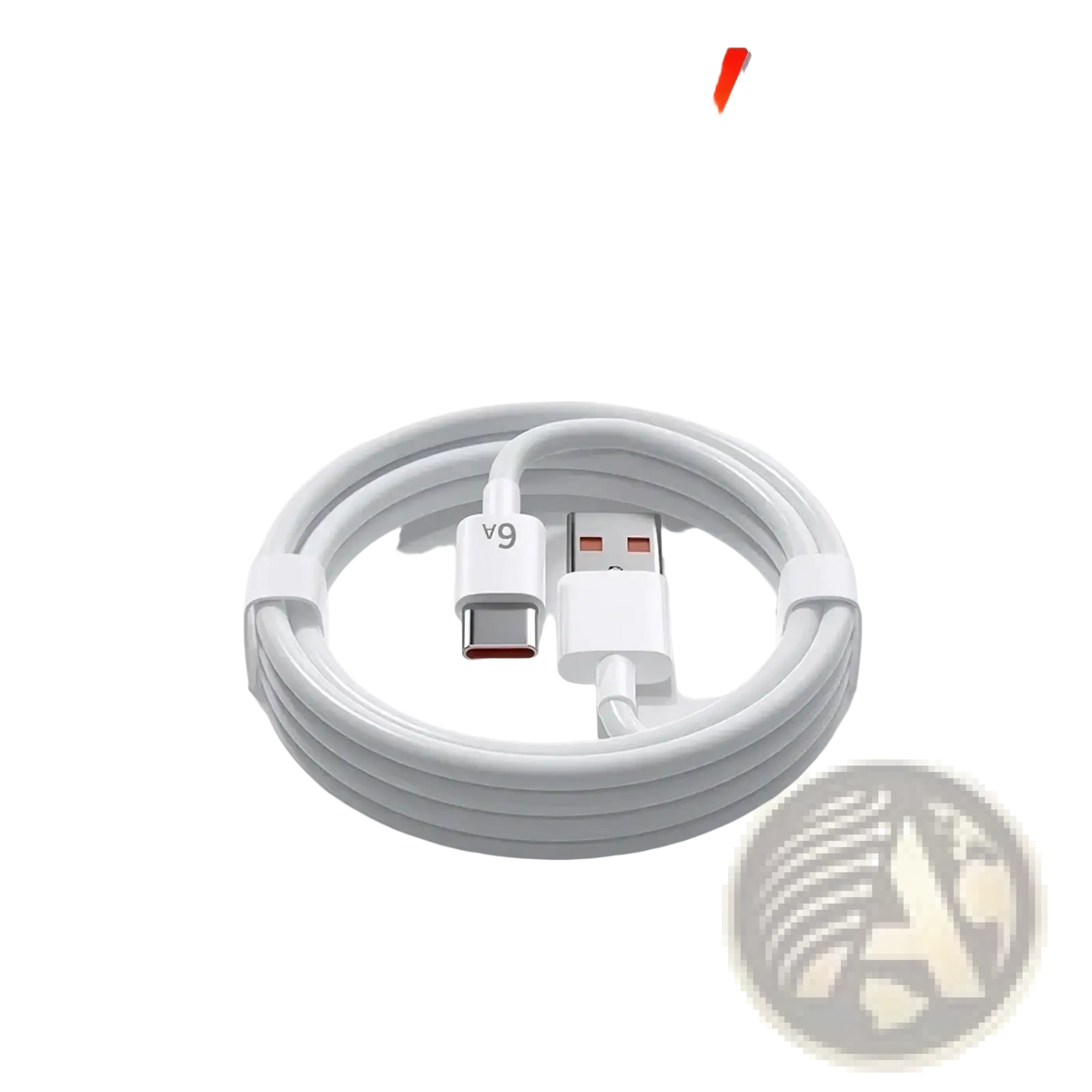 White Xiaomi 67w fast charging USB-C to USB-A cable with sleek coiled design and v9 branding on the connector