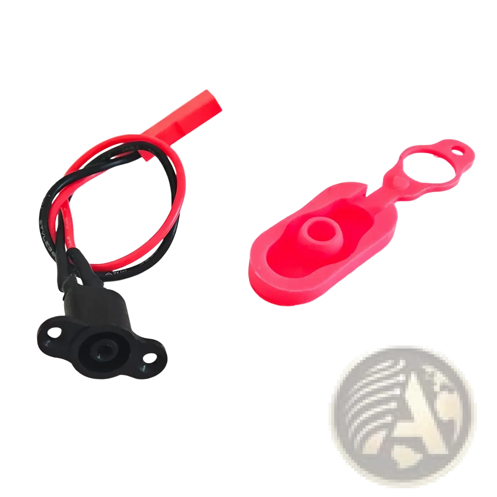 Red silicone waterproof charging cover with matching red connector and black wiring for Xiaomi M365 scooter port
