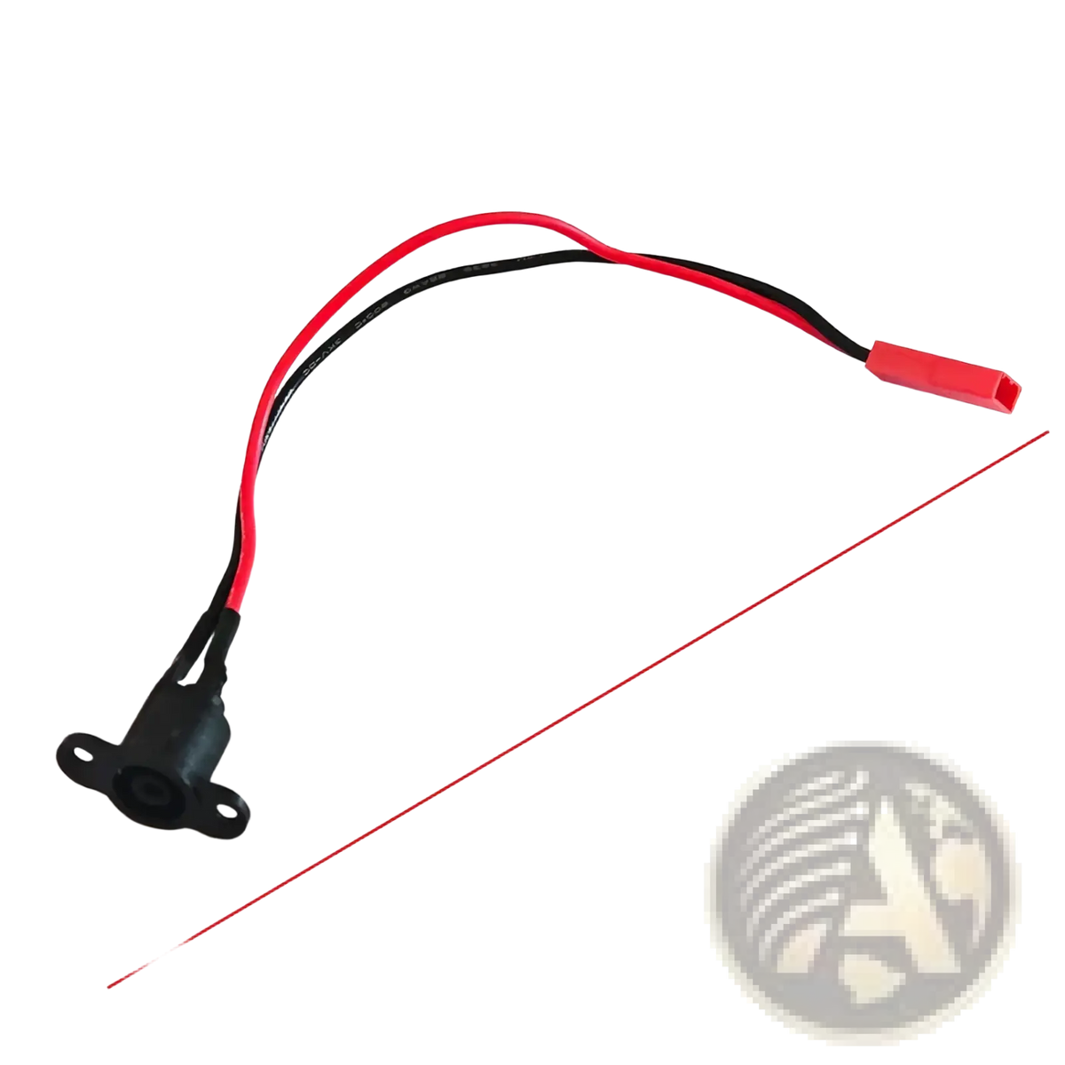 Black plastic servo connector with red and black wires ending in red plug for xiaomi m365 scooter charging port with waterproof cover