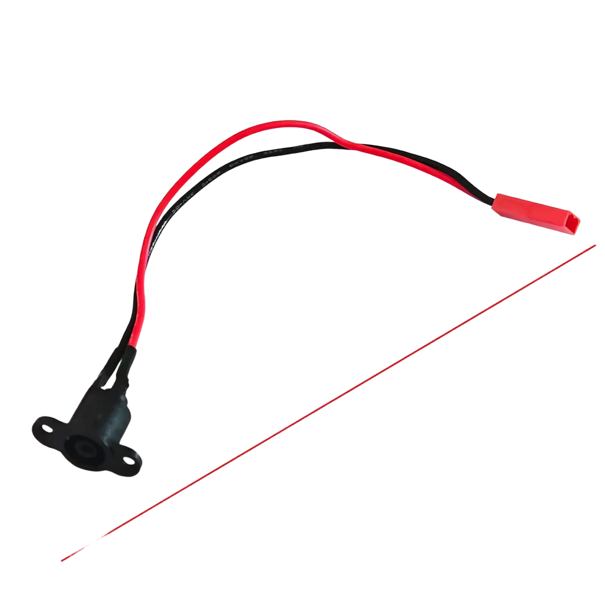 Black plastic servo connector with red and black wires ending in red plug for xiaomi m365 scooter charging port with waterproof cover