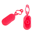 Bright red silicone waterproof charging cover for xiaomi m365 scooter with molded battery icon and attached loop