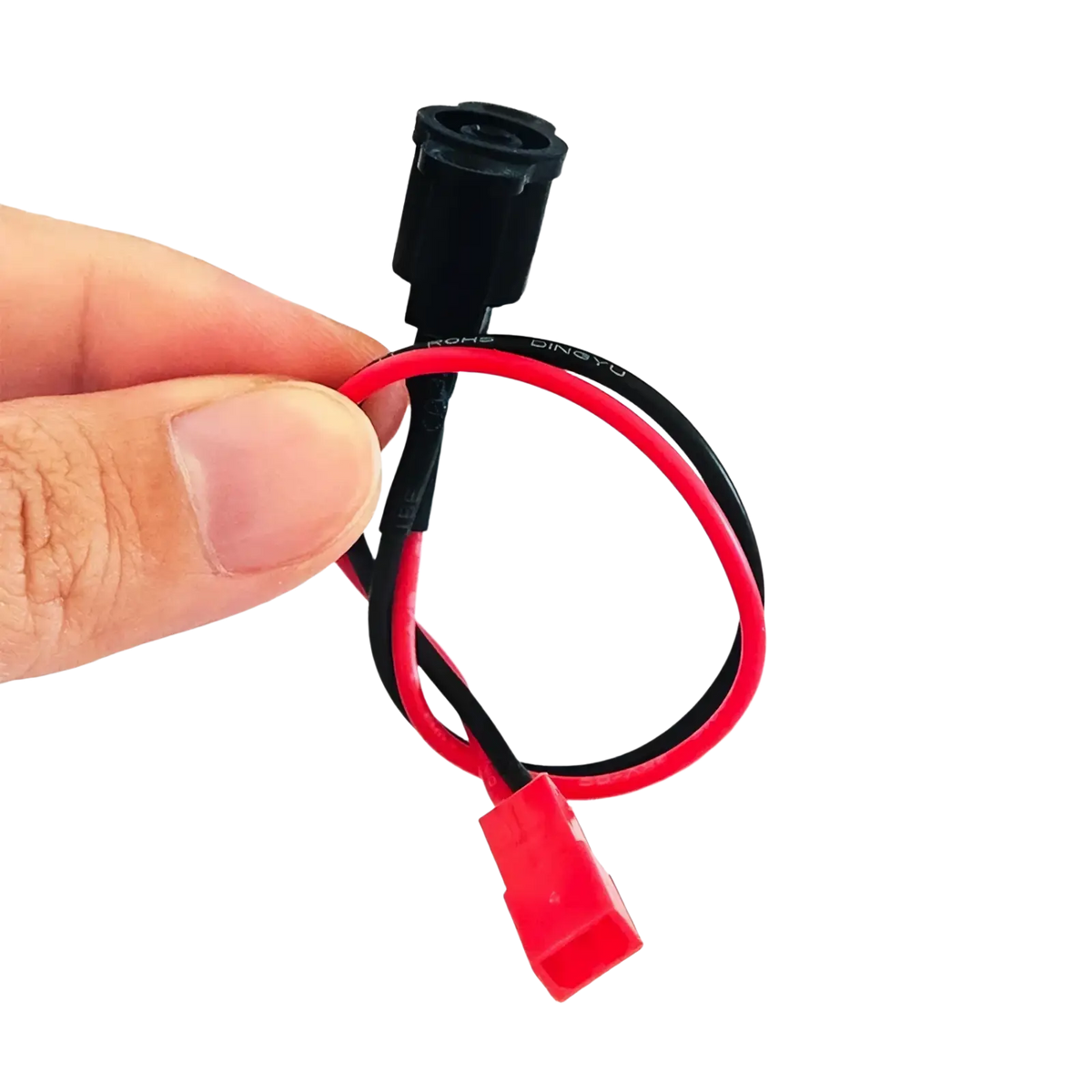 Red and black insulated wire with red connector and black plug for xiaomi m365 scooter charging port with waterproof cover