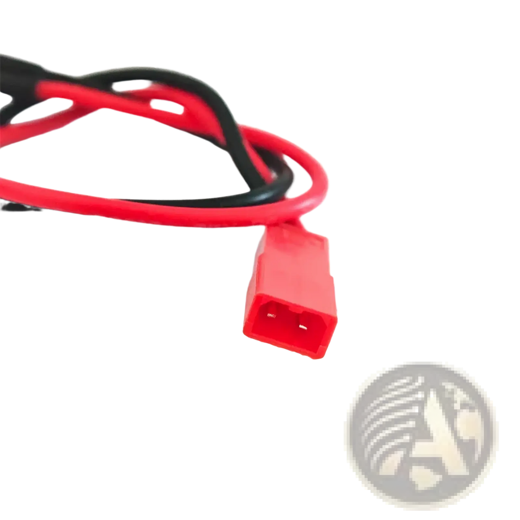 Red plastic connector with red and black wires at the back of xiaomi m365 scooter charging port with waterproof cover