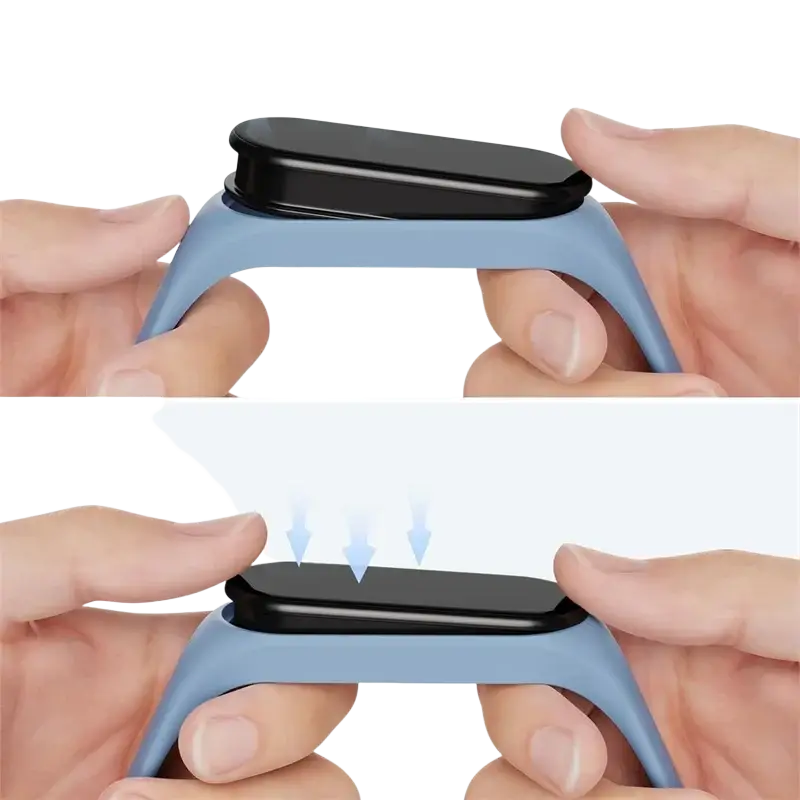 Light blue silicone bracelet wristband with black display cover designed for xiaomi mi band smartwatch models