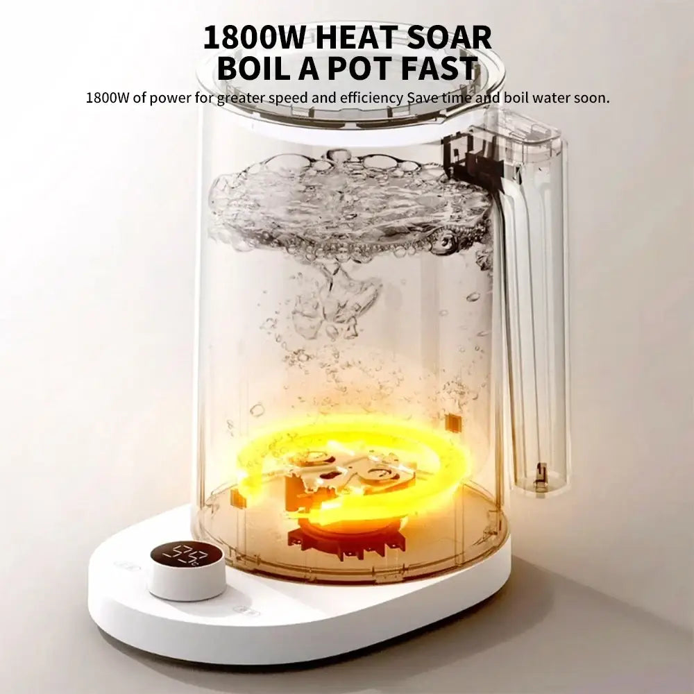 Xiaomi Mijia Smart Kettle 2 Pro electric clear glass kettle with white base handle and illuminated heating element