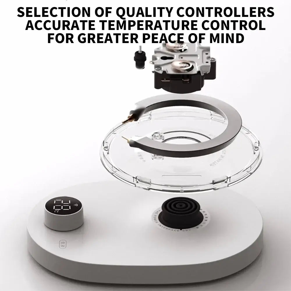 Xiaomi Mijia Smart Kettle 2 Pro electric kettle with white circular induction cooktop glass lid and black control knobs