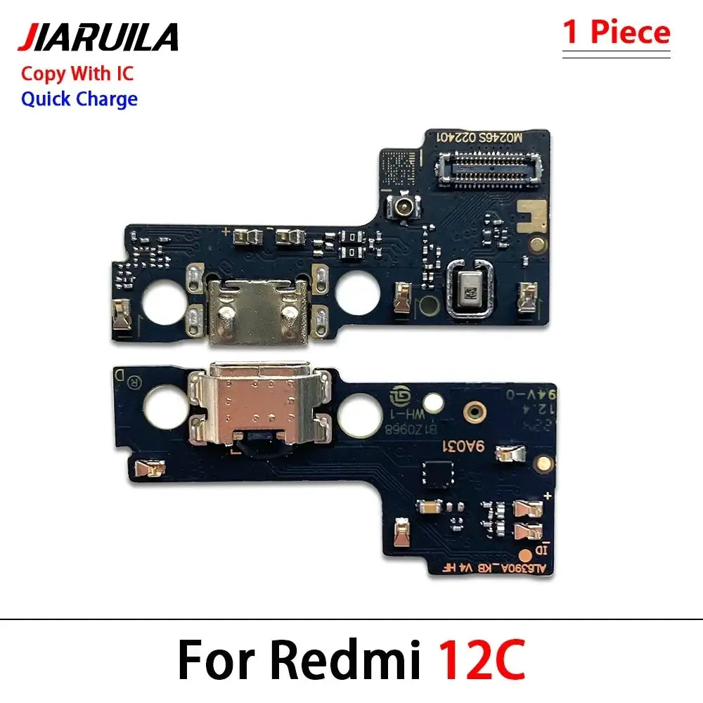 Black circuit board charging port assembly with gold-plated usb-c connector and ic for xiaomi redmi 10c 10a 13c 14c china post