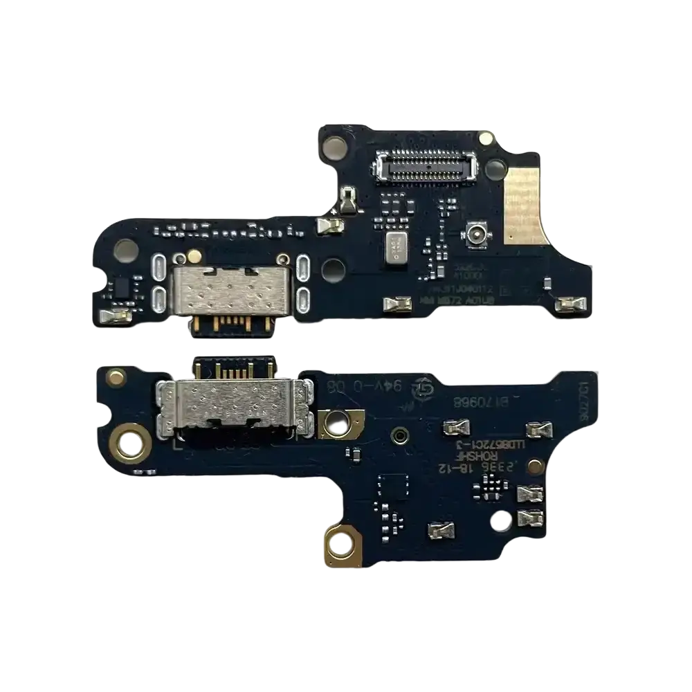Black circuit board with silver usb-c charging port and gold connectors for xiaomi redmi flex cable replacement