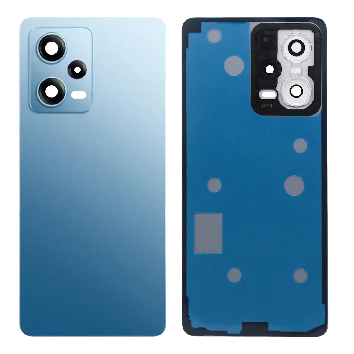 Blue gradient back panel with metallic finish and camera cutout for xiaomi redmi note 12 pro 5g glass back cover