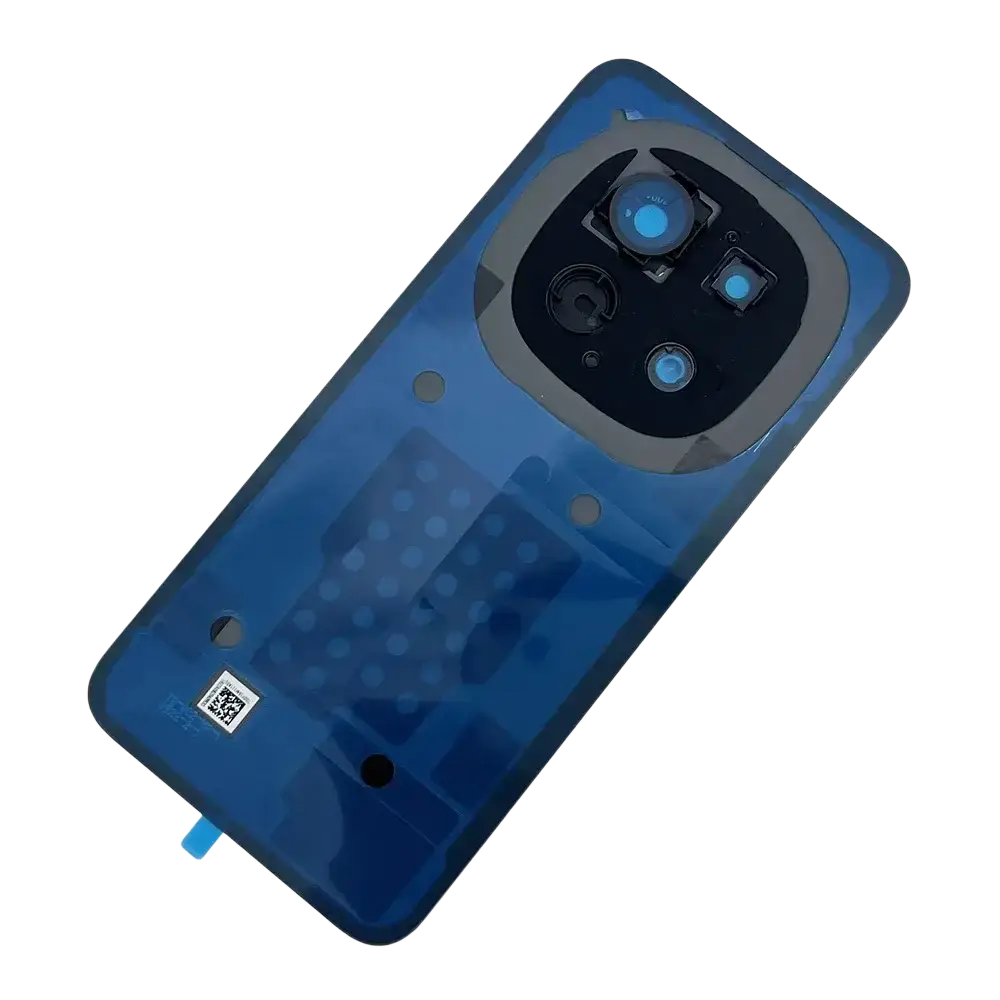 Blue transparent rear panel housing for xiaomi redmi note smartphone with circular multi-lens camera module and gray accent ring