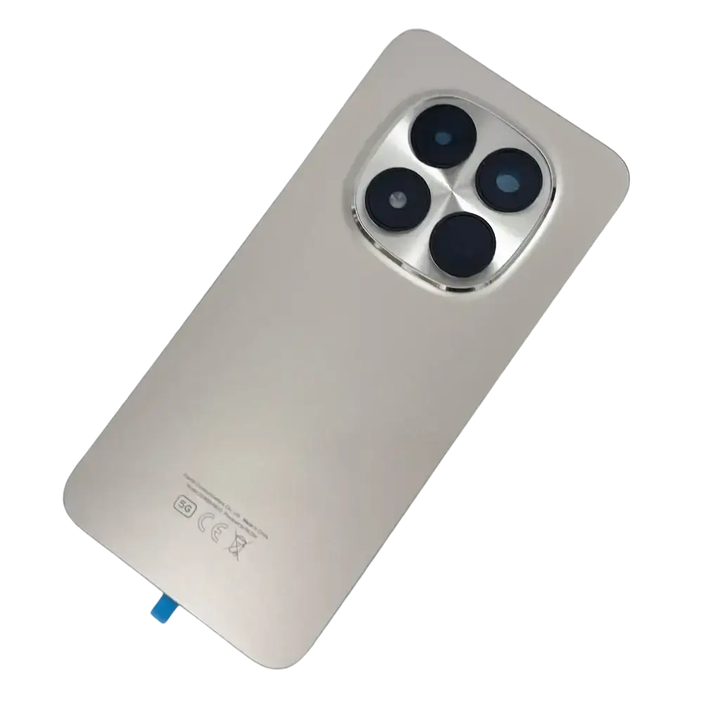 Silver iphone 15 pro back panel with brushed metal finish and circular camera module for xiaomi redmi note rear panel housing replacement