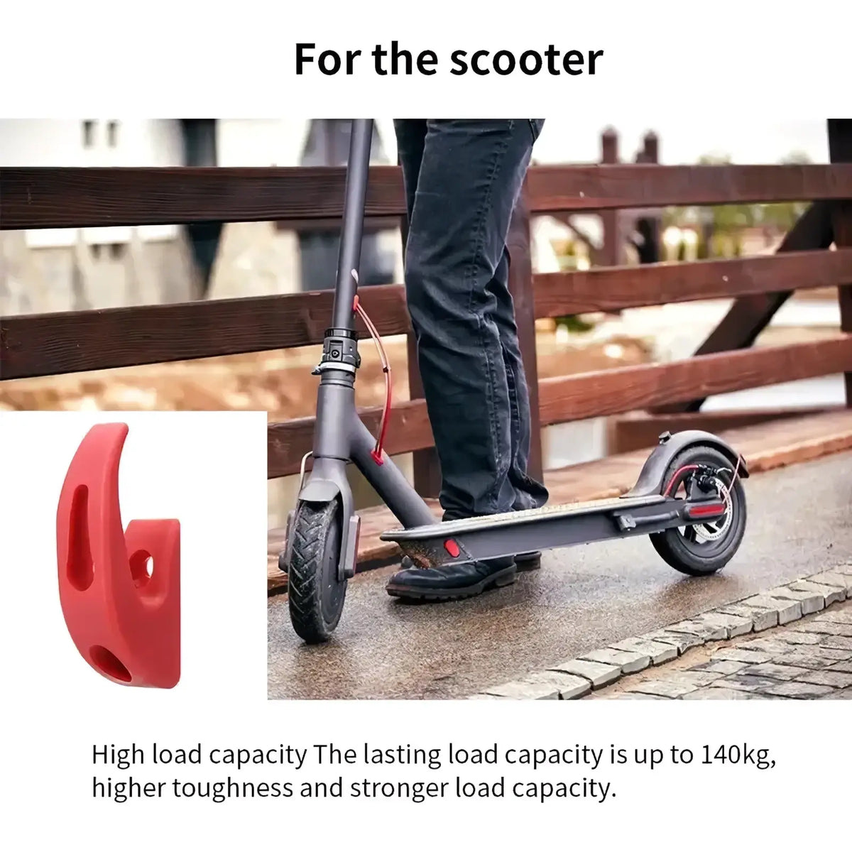 Red plastic Xiaomi scooter front hook heavy duty hanger with curved ergonomic kickstand for secure support
