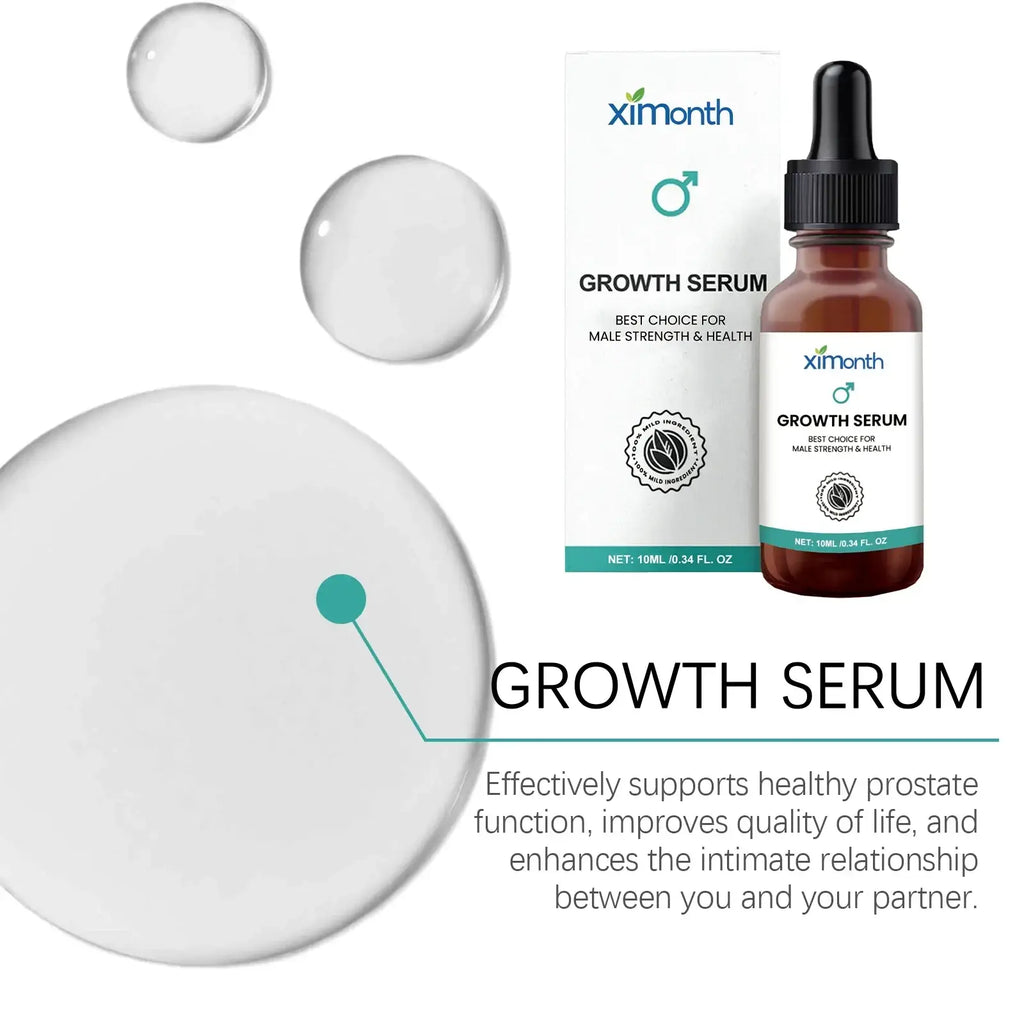 Ximonth men body growth serum in brown glass bottle with black dropper for daily skin care and improved skin elasticity