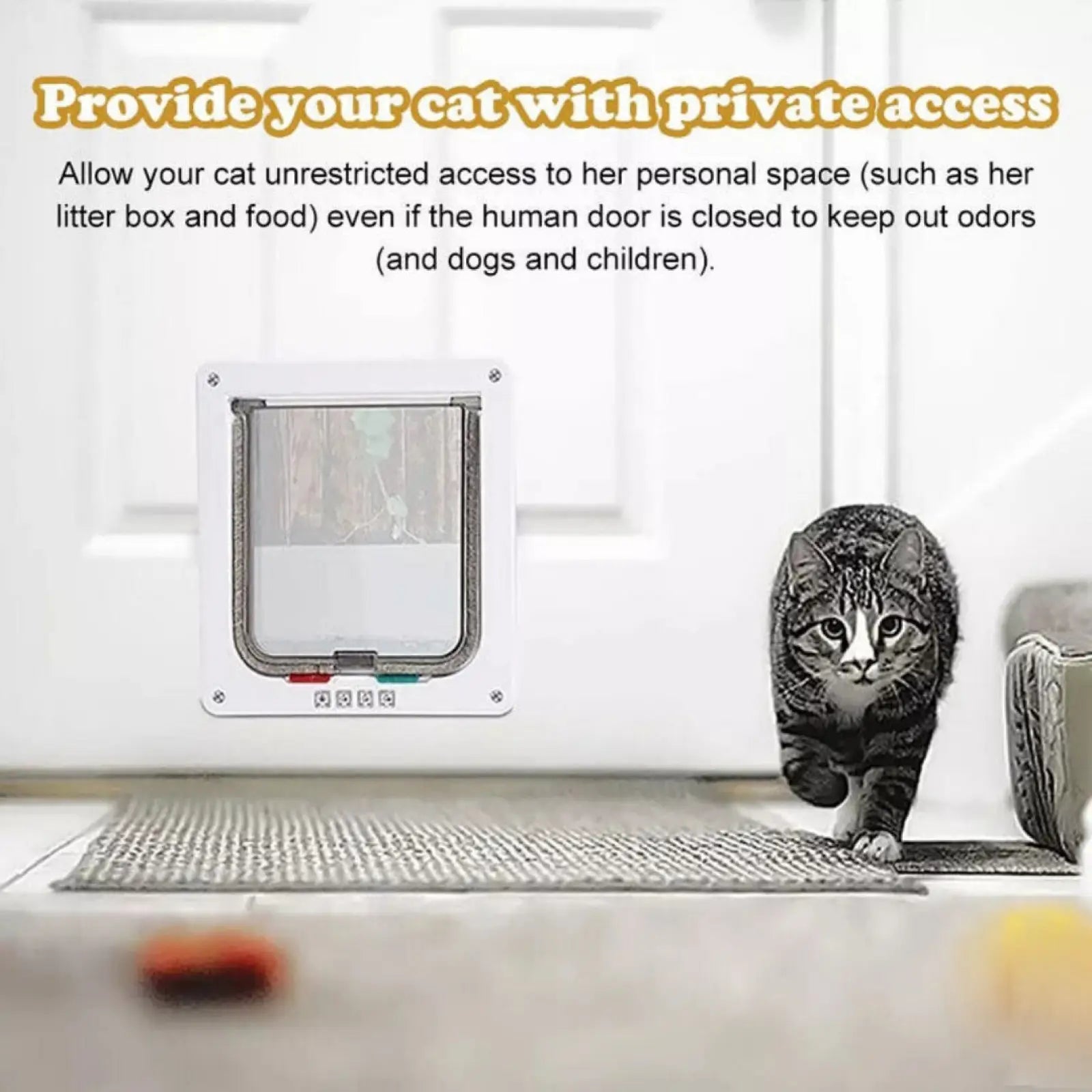 White rectangular xl pet door with clear plastic panel metal frame and 4 way locking magnetic flap for dog and cat access
