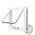 Xl pet door white with clear triangular flap and red green adjustment knobs for 4 way locking magnetic dog cat flap