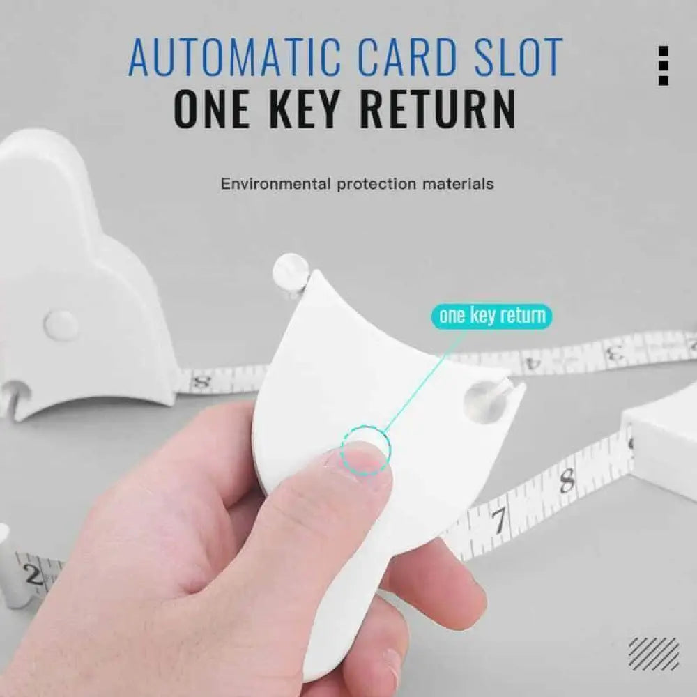 White plastic retractable tape measure with automatic card slot and one-key return in y-shape leather body measuring tape