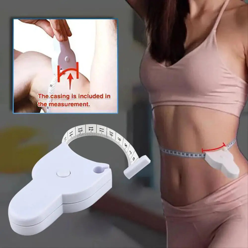 White plastic body with retractable measuring tape for waist or hip measurement in y-shape leather tape product