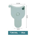 Blue plastic retractable body measuring tape with rounded ergonomic handle and clear measurement markings