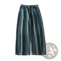 Y2k high waist wide leg denim jeans in light-wash denim with relaxed straight cut and classic five-pocket design