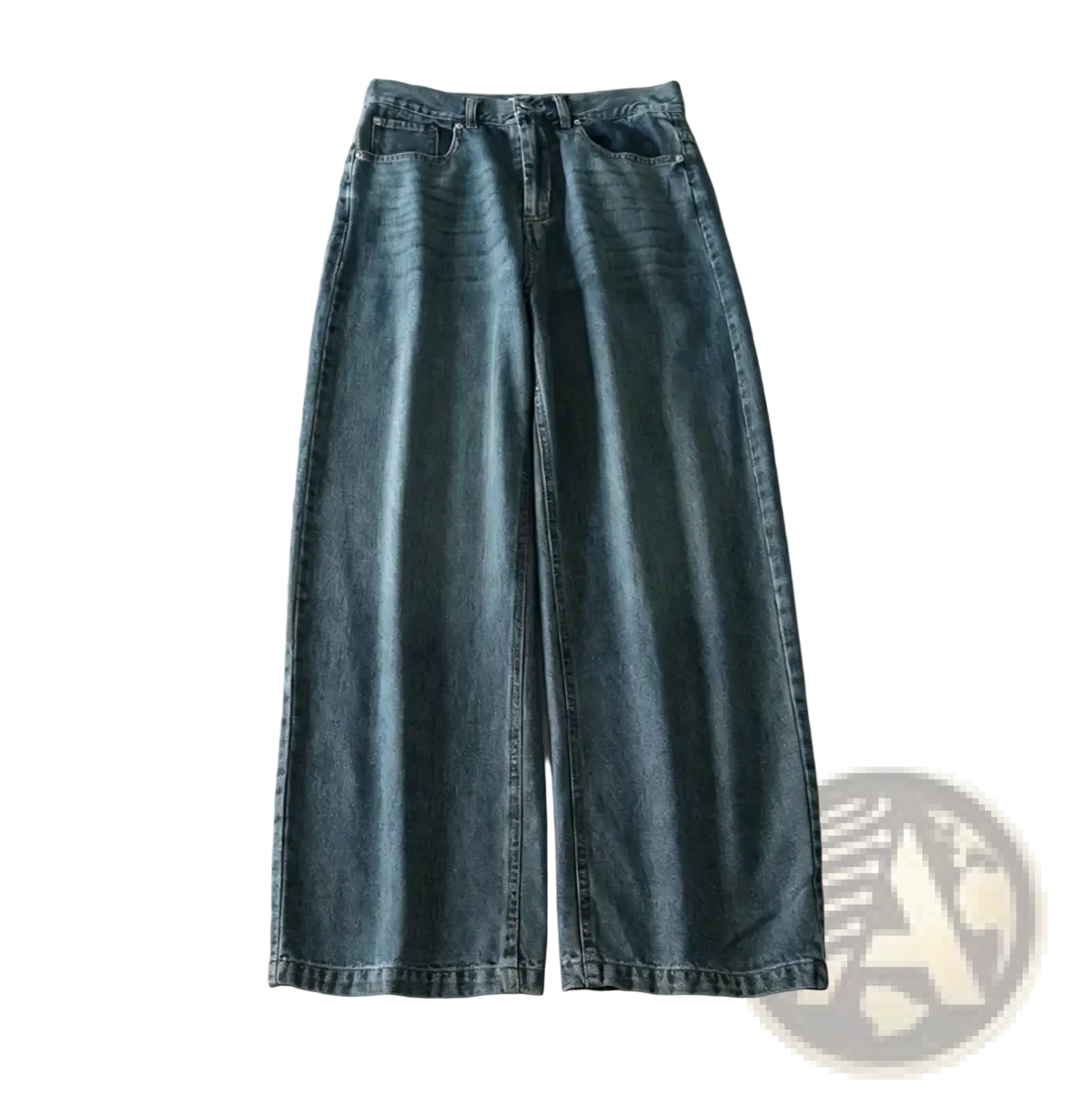 Y2k high waist wide leg denim jeans in light-wash denim with relaxed straight cut and classic five-pocket design