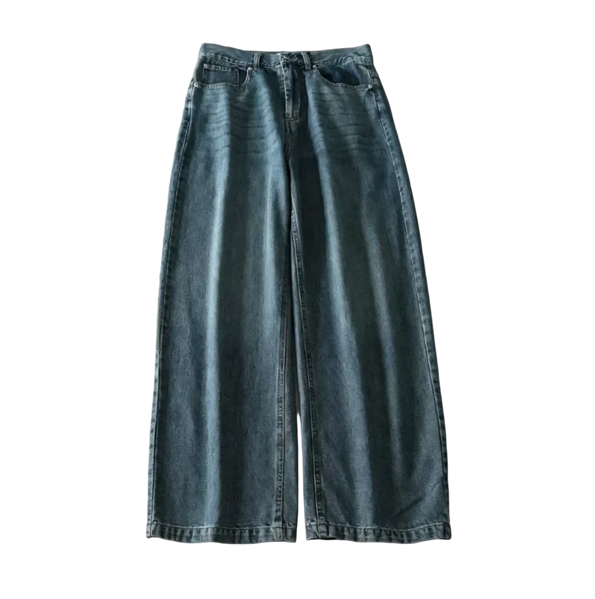 Y2k high waist wide leg denim jeans in light-wash denim with relaxed straight cut and classic five-pocket design