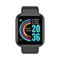 Black Y68 fitness smart watch with colorful digital display tracking time and health data mobile phone wireless sync requires download app firstly