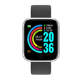 Silver-framed y68 fitness smart watch with gray silicone strap and colorful screen requires mobile phone download app firstly