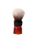 Yaqi 24mm synthetic hair shaving brush with gradient white to brown bristles and amber translucent hexagonal handle
