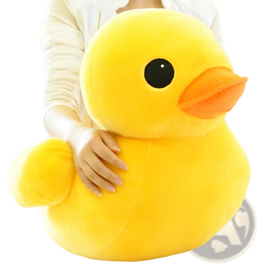 Yellow duck plush toy soft stuffed animal in bright yellow with black eye and orange beak, 20-50cm size