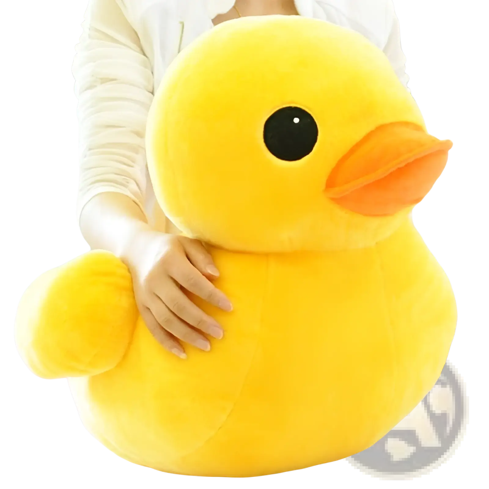 Yellow duck plush toy soft stuffed animal in bright yellow with black eye and orange beak, 20-50cm size