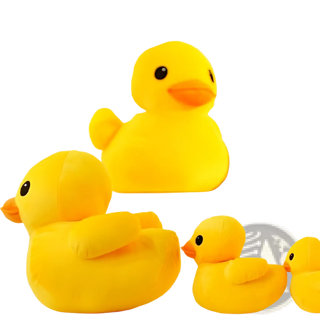 Yellow duck plush toy soft stuffed animal with black eyes and orange beak made of plush material 20-50cm tall
